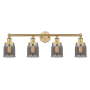 Innovations Lighting Bell 4 Light 34" Wide Vanity Light Brushed Brass / Plated Smoke