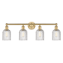 Innovations Lighting Bridal Veil 4 Light 32" Wide Vanity Light Brushed Brass / Clear