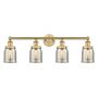 Innovations Lighting Bell 4 Light 34" Wide Vanity Light Brushed Brass / Silver Plated Mercury