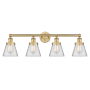 Innovations Lighting Cone 4 Light 34" Wide Vanity Light Brushed Brass / Clear