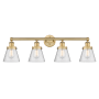Innovations Lighting Cone 4 Light 34" Wide Vanity Light Brushed Brass / Seedy