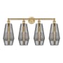 Innovations Lighting Windham 4 Light 34" Wide Vanity Light Brushed Brass / Smoked