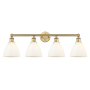 Innovations Lighting Bristol Glass 4 Light 35" Wide Vanity Light Brushed Brass / Matte White