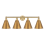 Innovations Lighting Ballston Cone 4 Light 35" Wide Vanity Light Brushed Brass