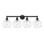 Innovations Lighting Athens 4 Light 35" Wide Vanity Light Matte Black / Clear Water Glass