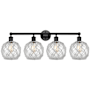 Innovations Lighting Farmhouse Rope 4 Light 35" Wide Vanity Light Matte Black / Clear Glass with White Rope
