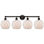 Innovations Lighting Farmhouse Rope 4 Light 35" Wide Vanity Light Oil Rubbed Bronze / White Glass with White Rope