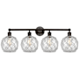 Innovations Lighting Farmhouse Rope 4 Light 35" Wide Vanity Light Oil Rubbed Bronze / Clear Glass with White Rope