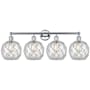 Innovations Lighting Farmhouse Rope 4 Light 35" Wide Vanity Light Polished Chrome / Clear Glass with White Rope