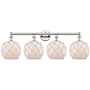 Innovations Lighting Farmhouse Rope 4 Light 35" Wide Vanity Light Polished Nickel / White Glass with White Rope