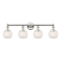 Innovations Lighting White Mouchette 4 Light 33" Wide Vanity Light Polished Nickel