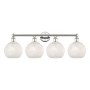 Innovations Lighting White Mouchette 4 Light 35" Wide Vanity Light Polished Nickel