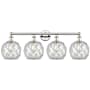 Innovations Lighting Farmhouse Rope 4 Light 35" Wide Vanity Light Polished Nickel / Clear Glass with White Rope