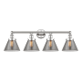 Innovations Lighting Cone 4 Light 34" Wide Vanity Light Polished Nickel / Plated Smoke / Multi-Colored