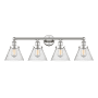 Innovations Lighting Cone 4 Light 34" Wide Vanity Light Polished Nickel / Seedy / Multi-Colored