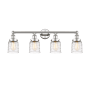 Innovations Lighting Bell 4 Light 34" Wide Vanity Light Polished Nickel / Clear Deco Swirl / Multi-Colored