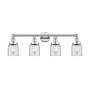Innovations Lighting Bell 4 Light 34" Wide Vanity Light Polished Nickel / Clear / Multi-Colored
