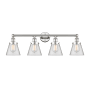 Innovations Lighting Cone 4 Light 34" Wide Vanity Light Polished Nickel / Clear