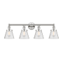 Innovations Lighting Cone 4 Light 34" Wide Vanity Light Polished Nickel / Seedy