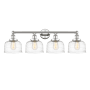 Innovations Lighting Bell 4 Light 34" Wide Vanity Light Polished Nickel / Clear Deco Swirl