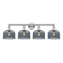 Innovations Lighting Bell 4 Light 34" Wide Vanity Light Polished Nickel / Plated Smoke