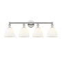 Innovations Lighting Bristol Glass 4 Light 35" Wide Vanity Light Polished Nickel / Matte White