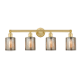 Innovations Lighting Cobbleskill 4 Light 32" Wide Vanity Light Satin Gold / Mercury