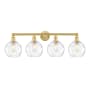 Innovations Lighting Athens 4 Light 35" Wide Vanity Light Satin Gold / Clear Water Glass