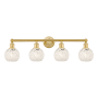 Innovations Lighting White Mouchette 4 Light 33" Wide Vanity Light Satin Gold
