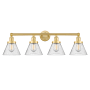 Innovations Lighting Cone 4 Light 34" Wide Vanity Light Satin Gold / Seedy