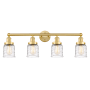 Innovations Lighting Bell 4 Light 34" Wide Vanity Light Satin Gold / Clear Deco Swirl