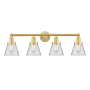 Innovations Lighting Cone 4 Light 34" Wide Vanity Light Satin Gold / Clear