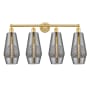 Innovations Lighting Windham 4 Light 34" Wide Vanity Light Satin Gold / Smoked