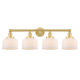 Innovations Lighting Bell 4 Light 34" Wide Vanity Light Satin Gold / Matte White
