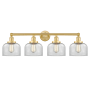 Innovations Lighting Bell 4 Light 34" Wide Vanity Light Satin Gold / Clear