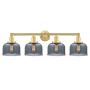 Innovations Lighting Bell 4 Light 34" Wide Vanity Light Satin Gold / Plated Smoke