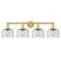 Innovations Lighting Bell 4 Light 34" Wide Vanity Light Satin Gold / Seedy