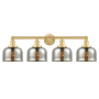 Innovations Lighting Bell 4 Light 34" Wide Vanity Light Satin Gold / Silver Plated Mercury