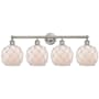 Innovations Lighting Farmhouse Rope 4 Light 35" Wide Vanity Light Brushed Satin Nickel / White Glass with White Rope