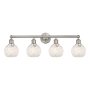Innovations Lighting White Mouchette 4 Light 33" Wide Vanity Light Brushed Satin Nickel