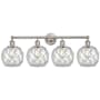 Innovations Lighting Farmhouse Rope 4 Light 35" Wide Vanity Light Brushed Satin Nickel / Clear Glass with White Rope