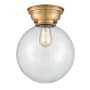 Innovations Lighting Beacon 10" Wide Semi-Flush Globe Ceiling Fixture Brushed Brass / Clear