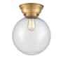 Innovations Lighting Beacon 10" Wide Semi-Flush Globe Ceiling Fixture Brushed Brass / Seedy