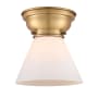 Innovations Lighting Cone 8" Wide Semi-Flush Ceiling Fixture Brushed Brass / Matte White