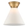 Innovations Lighting Cone 12" Wide Semi-Flush Ceiling Fixture Brushed Brass / Matte White