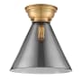 Innovations Lighting Cone 12" Wide Semi-Flush Ceiling Fixture Brushed Brass / Plated Smoke