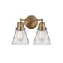 Innovations Lighting Cone 2 Light 14" Wide Vanity Light Brushed Brass / Clear
