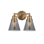 Innovations Lighting Cone 2 Light 14" Wide Vanity Light Brushed Brass / Plated Smoke