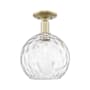 Innovations Lighting Athens Water Glass 10" Wide Semi-Flush Globe Ceiling Fixture Antique Brass / Clear Water Glass