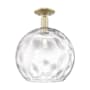 Innovations Lighting Athens Water Glass 14" Wide Semi-Flush Globe Ceiling Fixture Antique Brass / Clear Water Glass